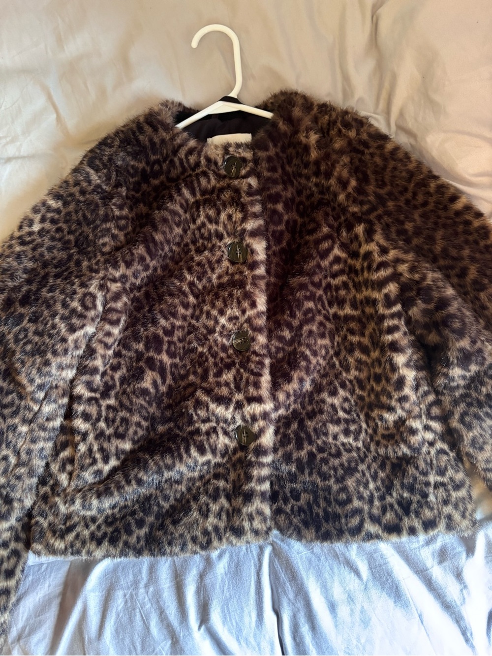 H&M Leopard Print Teddy Jacket in Brown and Black